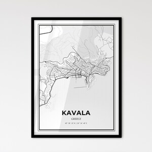 Kavala Griechenland - Stadtplan im skandinavischen Stil für das moderne Wohndekor