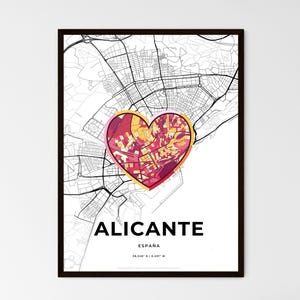 Mapa de ALICANTE ESPAÑA - Elija uno de los tres estilos - Impresión de póster personalizable, regalo personalizado - Donde todo comenzó