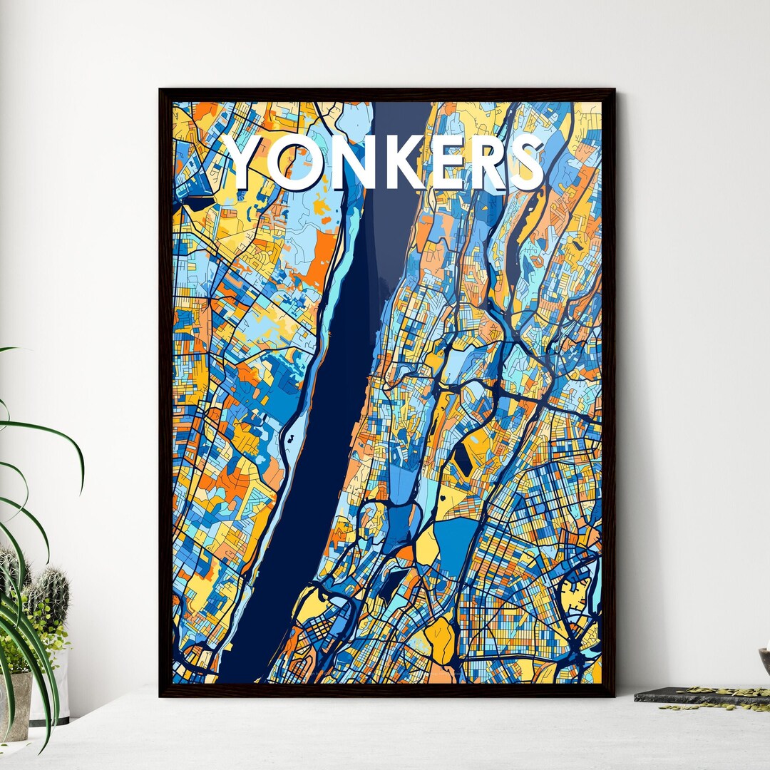 YONKERS NEW YORK Vibrant Colorful Art Map Poster Perfect Gift for