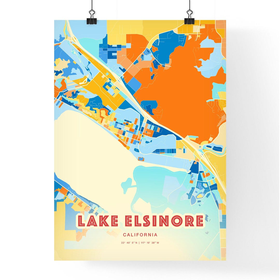 Lake Elsinore California Coastal Colors Art Map Lake Elsinore United Il Hwsd 