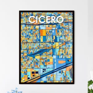 Poster carte artistique de Cicero, Illinois - Décoration murale colorée pour une décoration d'intérieur unique | Idée cadeau personnalisable parfaite !