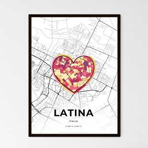 LATINA ITALIA – Dove tutto ha avuto inizio mappa - Scegli uno dei tre stili - Stampa poster personalizzabile, regalo personalizzato