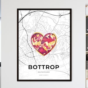 BOTTROP ALEMANIA – Mapa de donde todo empezó - Elija uno de los tres estilos - Impresión de póster personalizable, regalo personalizado