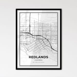 Redlands, California: Mapa de la ciudad de estilo escandinavo para una decoración moderna del hogar