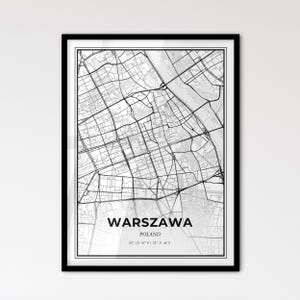 Warschau Polen - Stadtplan im skandinavischen Stil für das moderne Wohndekor