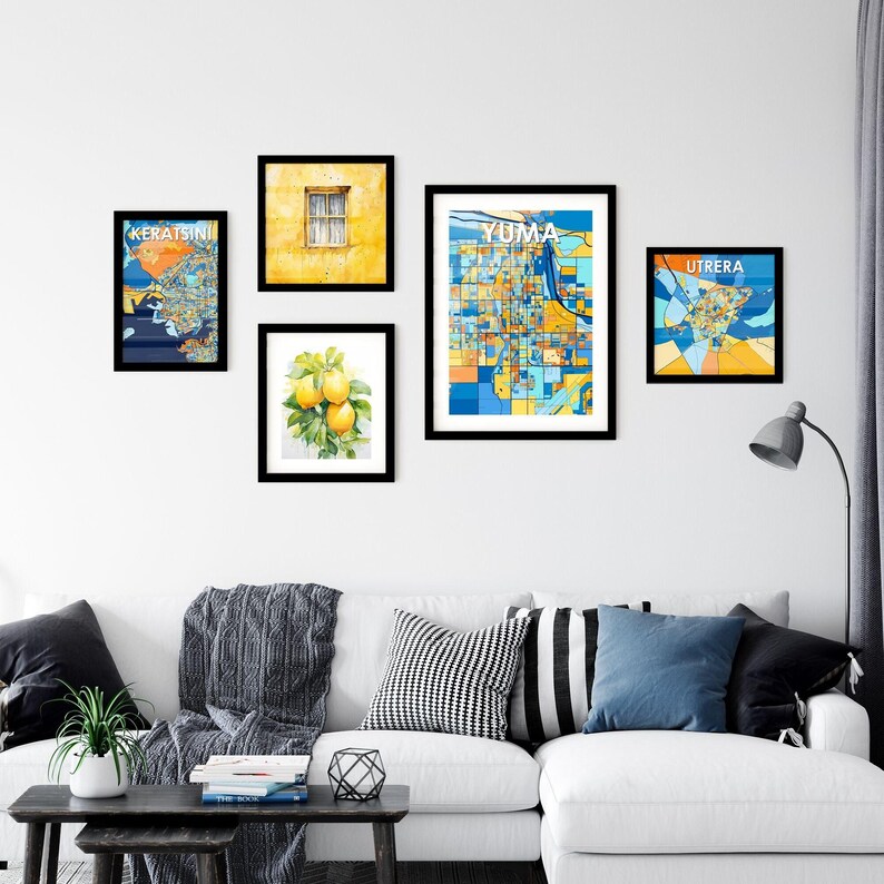 Customizable Yuma, Arizona Vibrant Art Map Poster Unique Wall Decor