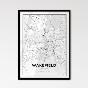 Wakefield England - Stadtplan im skandinavischen Stil für das moderne Wohndekor