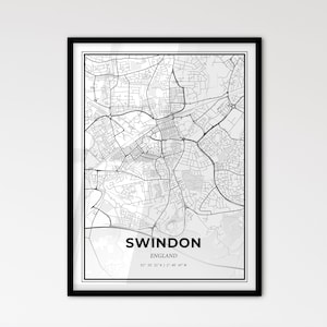 Swindon England - Stadtplan im skandinavischen Stil für das moderne Wohndekor