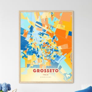 Carte artistique couleurs côtières de Grosseto Italie Plan de la ville de Grosseto Italie - Poster personnalisable ou téléchargement numérique