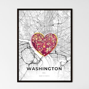 Washington DC Minimal Art Map - Buntes Icon - Wählen Sie eine von drei Stilen - Personalisierbares Poster, personalisiertes Geschenk
