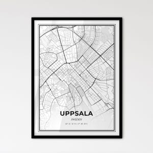 Uppsala Suède - Plan de la ville de style scandinave pour une décoration intérieure moderne