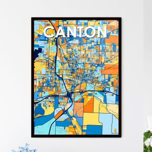 Poster carte artistique du canton de l'Ohio - Décoration murale unique | Cadeau personnalisable pour décoration d'intérieur | Amateurs de déco