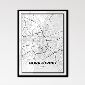 Norrköping Schweden - Stadtplan im skandinavischen Stil für das moderne Wohndekor - schwarz und weiß Poster