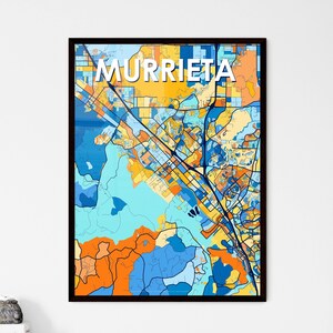 Murrieta Map Art, Murrieta Decor, Colorful Wall Art, Custom City Map Print, Vibrant Poster, Unique Home Gift, Personalisable Design