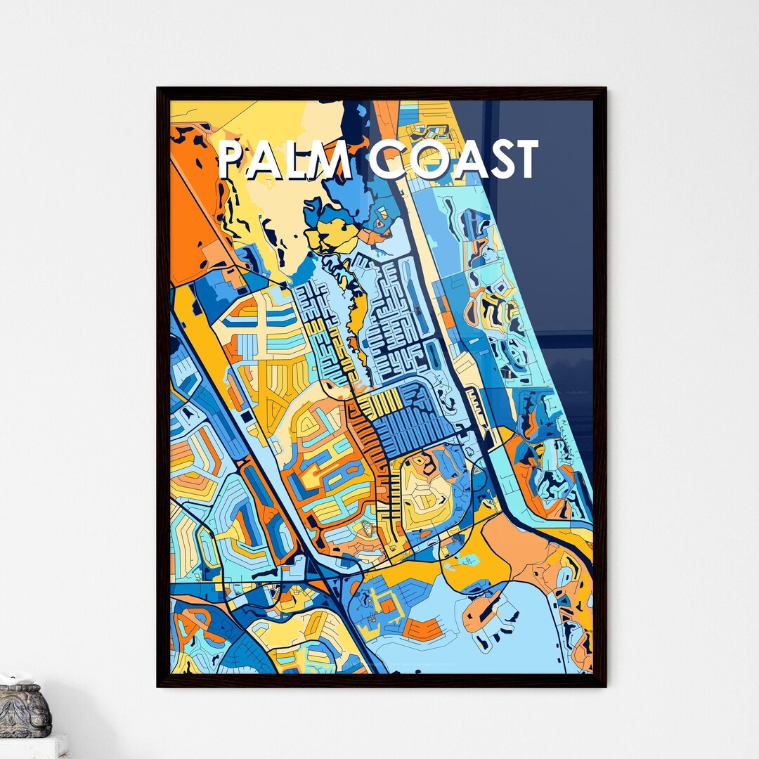 Customizable Palm Coast Florida Art Map Poster Vibrant Decor for Home ...