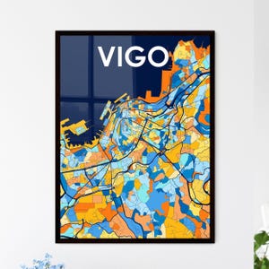 VIGO, SPANIEN Kunst Karte Poster - Lebendiges Buntes Wand Dekor Perfekt für Einzigartige Geschenke | Atemberaubende Innenräume!