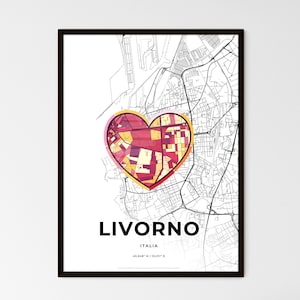 LIVORNO ITALIA – Mapa donde todo empezó - Elija uno de los tres estilos - Impresión de póster personalizable, regalo personalizado