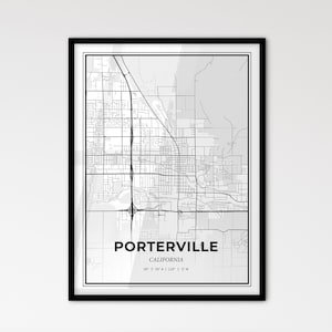 Porterville Kalifornien - Stadtplan im skandinavischen Stil für das moderne Wohndekor
