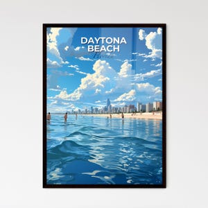 Daytona Beach, Florida, un gruppo di persone in acqua su una spiaggia – Collezione Travel Skylines / Personalizzabile