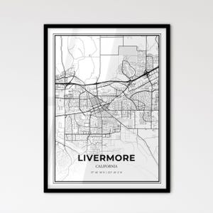Livermore Kalifornien - Stadtplan im skandinavischen Stil für das moderne Wohndekor