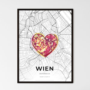 Carte de Vienne - Choisissez l'un des trois styles proposés - Poster personnalisable, cadeau personnalisé