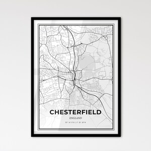 Chesterfield England - Stadtplan im skandinavischen Stil für das moderne Wohndekor