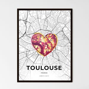 Kaart van Toulouse: kies een van de drie stijlen: aanpasbare posterprint, gepersonaliseerd cadeau