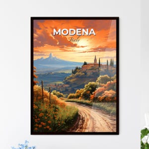 Modena, Italia, una strada che porta a un villaggio – Collezione Travel Skylines / Personalizzabile