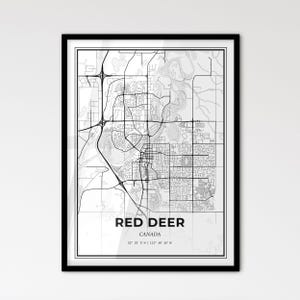 Red Deer, Canadá: Mapa de la ciudad de estilo escandinavo para una decoración moderna del hogar