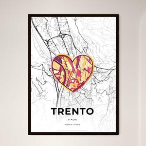 Carte de Trente en Italie - Choisissez l'un des trois styles proposés - Affiche personnalisable, cadeau personnalisé