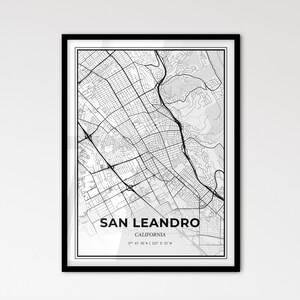 San Leandro, Californie - Plan de la ville de style scandinave pour une décoration intérieure moderne