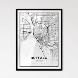 Buffalo New York - Stadtplan im skandinavischen Stil für modernes Wohndekor - schwarz-weiß Poster