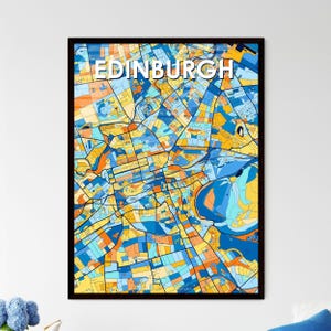 Poster carte artistique d'Édimbourg en Écosse - Décoration murale vibrante pour des cadeaux uniques | Intérieurs de maison élégants