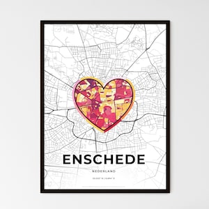 ENSCHEDE PAYS-BAS - Carte du lieu où tout a commencé - Choisissez l'un des trois styles proposés - Poster personnalisable, cadeau personnalisé