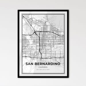 San Bernardino, Californie - Plan de la ville de style scandinave pour une décoration intérieure moderne
