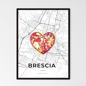 BRESCIA ITALIE - Carte du lieu où tout a commencé - Choisissez l'un des trois styles proposés - Poster personnalisable, cadeau personnalisé