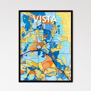 VISTA CALIFORNIA - Affiche de carte artistique colorée - Impression de décoration murale unique pour la maison et les idées cadeaux | Une touche personnalisable !