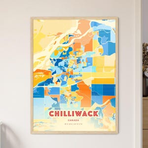 Mapa de arte com cores costeiras de Chilliwack, Canadá Mapa da cidade de Chilliwack, Canadá - pôster personalizável para impressão ou download digital