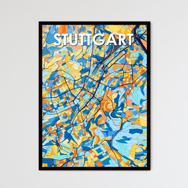 STUTTGART GERMANY Vibrant Colorful Art Map Poster- Perfect gift for marriage, housewarming or for yourself