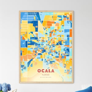 Ocala Florida Coastal Colors Landkarte Ocala USA Stadt Karte - Personalisierbarer Posterdruck oder digitaler Download