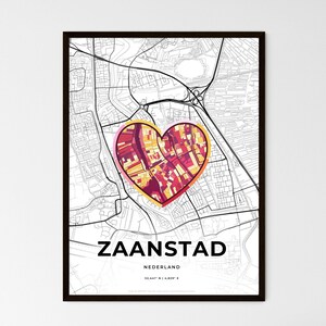 Zaandstad Karte - Wählen Sie einen von drei Stilen - Personalisierbarer Posterdruck, personalisiertes Geschenk