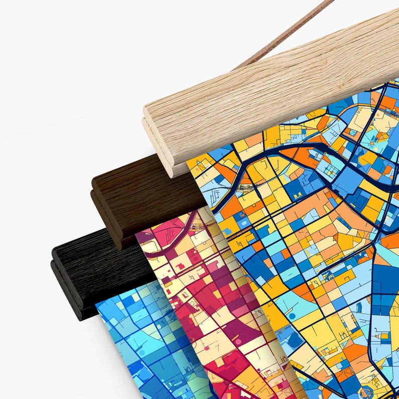 Customizable PLANO TEXAS Art Map Poster Vibrant Colorful Wall Decor