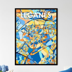 Carte artistique de Leganés, Espagne - impression de décoration murale unique pour des cadeaux personnalisables ou une superbe décoration d'intérieur !