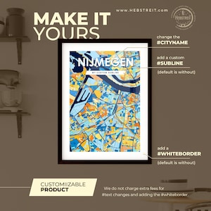 Bunte Nijmegen Kunstkarte Poster - Einzigartige Wanddekoration für Zuhause, perfektes personalisierbares Geschenk für jeden Anlass!