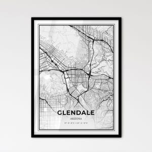 Glendale, Arizona: Mapa de la ciudad de estilo escandinavo para una decoración moderna del hogar