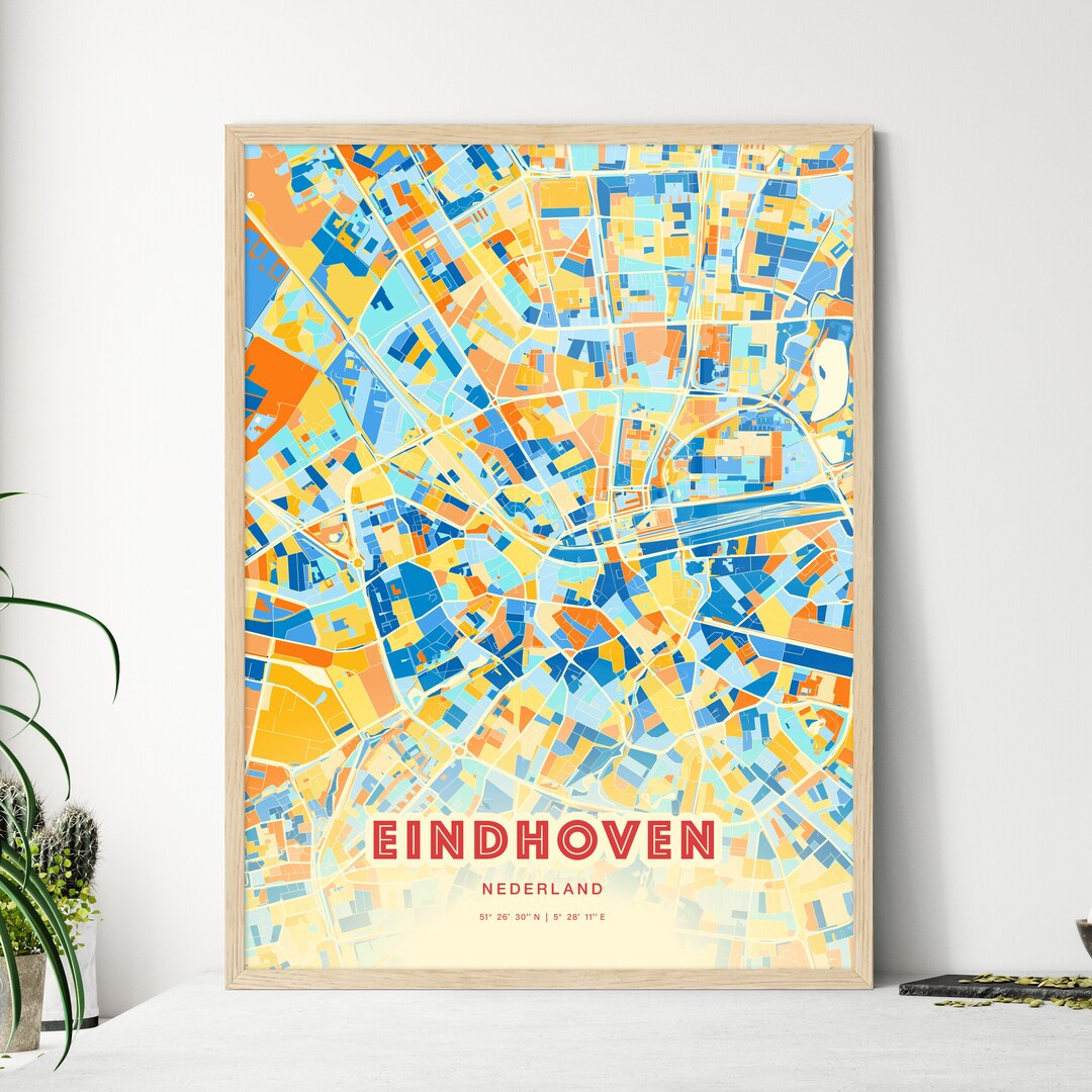 Colorful EINDHOVEN NETHERLANDS Blue Orange Fine Art Print, Eindhoven
