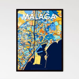 MÁLAGA, SPANIEN Bunte Kunstkarte Poster - Einzigartige Wanddekoration für Zuhause oder perfekte personalisierbare Geschenkidee!
