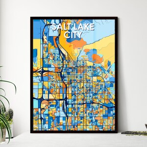 Salt Lake City Kunstkarte Poster - Lebendige Farben für Einzigartige Wohnkultur | Perfekte personalisierte Geschenkidee!