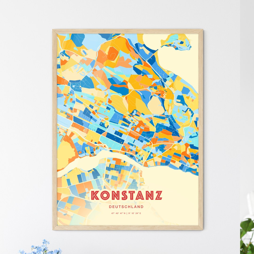 Colorful KONSTANZ GERMANY Blue Orange Fine Art Print, Konstanz