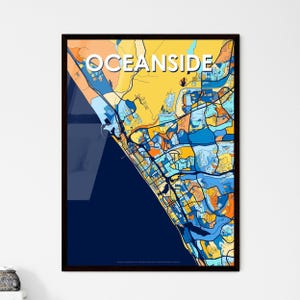 Affiche de carte artistique en Californie au bord de l'océan - Décoration murale unique pour la maison, idée cadeau personnalisable parfaite !
